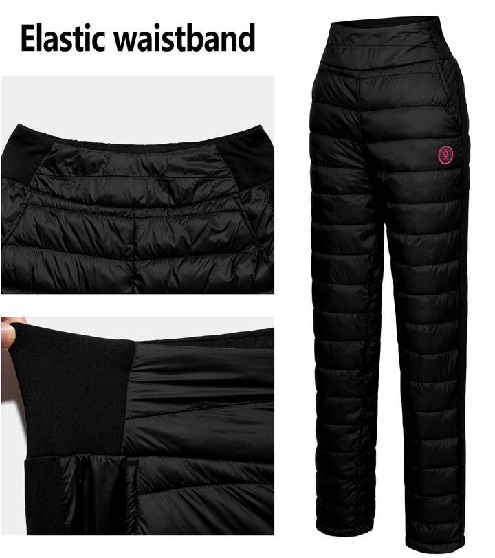 Down Pants for Women Lightweight Puffy Sweat Pants Quilted Snow Ski Trousers MP-US-DK