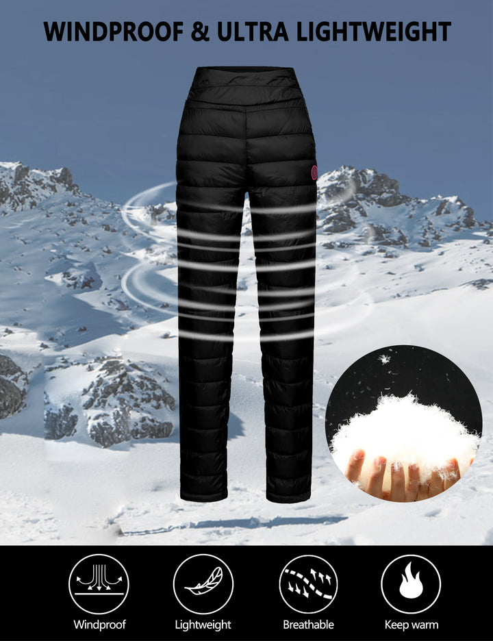 Down Pants for Women Lightweight Puffy Sweat Pants Quilted Snow Ski Trousers MP-US-DK