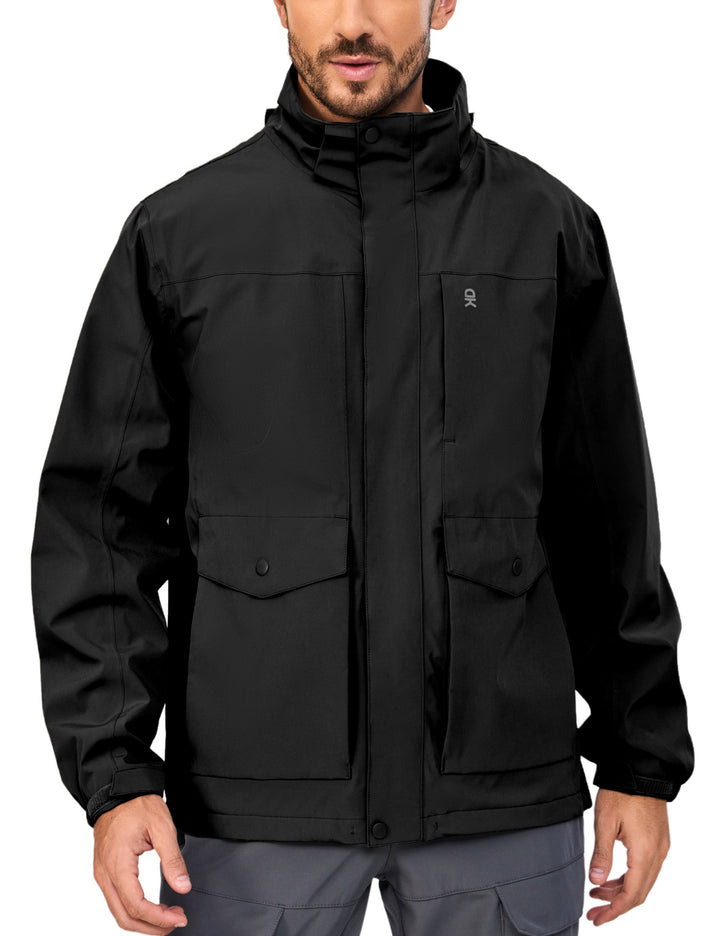 Men's Rain Jacket Detachable Hooded Jackets Waterproof Hiking Windbreaker MP-US-DK