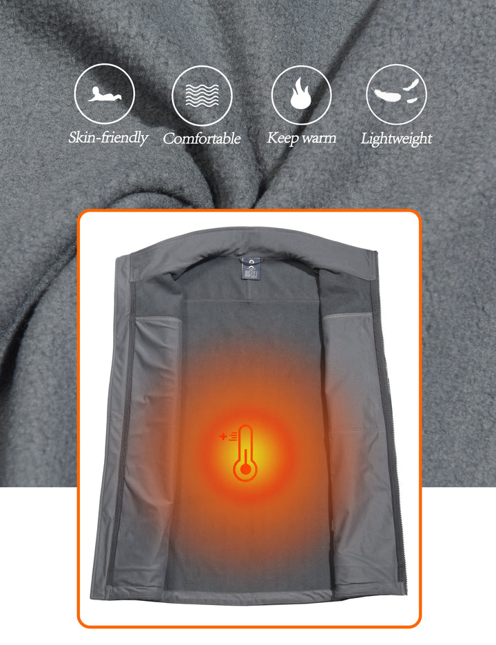 Men's Lightweight Softshell Fleece Lined Warm Vest ,Sleeveless Outerwear Jacket MP US-DK