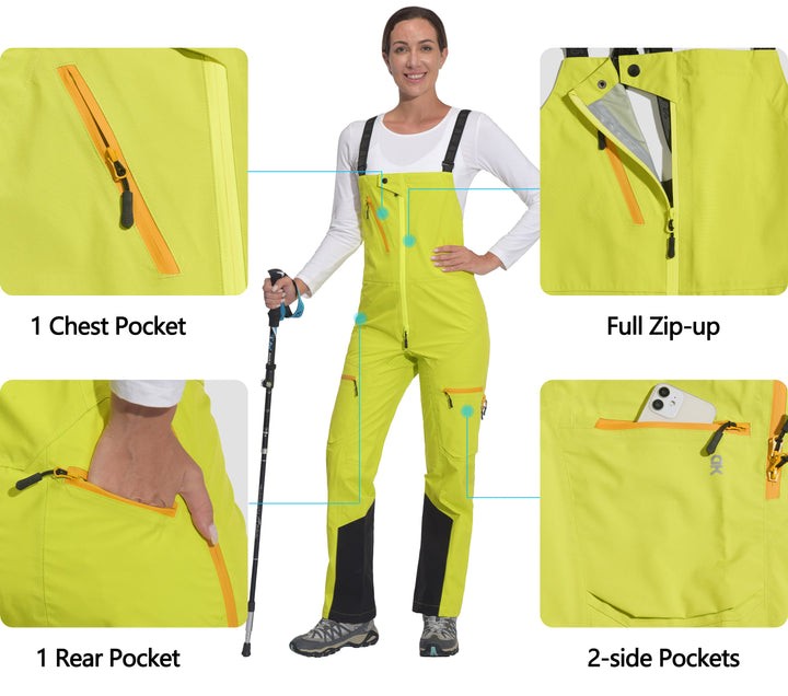 Women's Insulated Bib Overalls Waterproof Windproof Suspenders Ski Pants MP US-DK