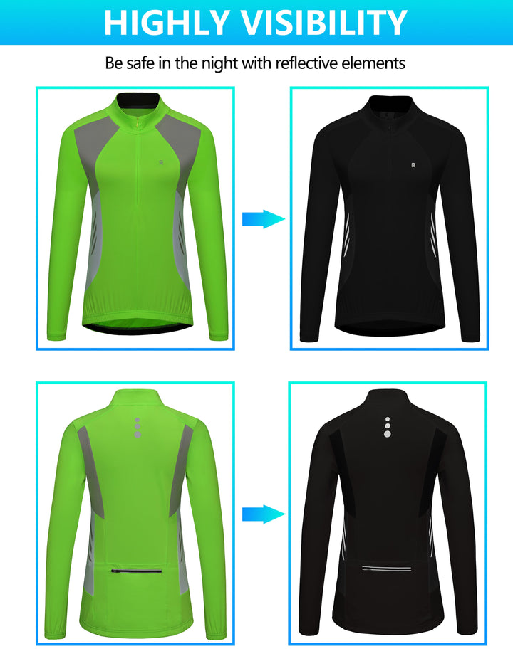 Half Zip Cycling Jerseys Long Sleeve Bike Shirts Running Hiking Breathable YZF US-DK