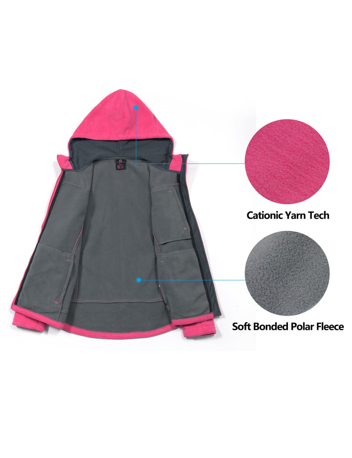 Women's Hooded Polar Fleece Hiking Jackets LDA