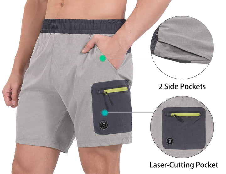 Men's 7 Inches Quick Dry Running Shorts Stretch Athletic Workout Shorts YZF US-DK