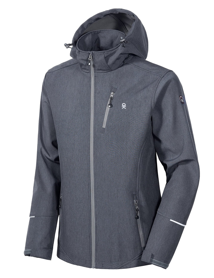 Men's Fleece Lined Softshell Ski Jacket with Removable Hood YZF US-DK