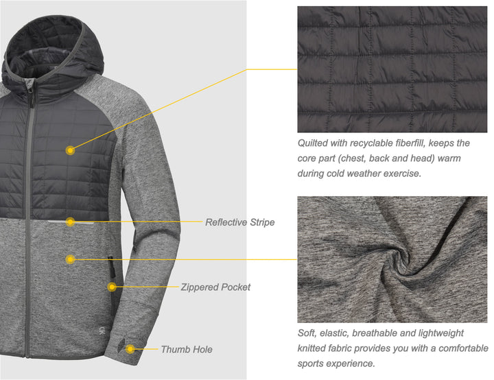 Men's Insulated Running Thermal Hybrid Jacket YZF US-DK