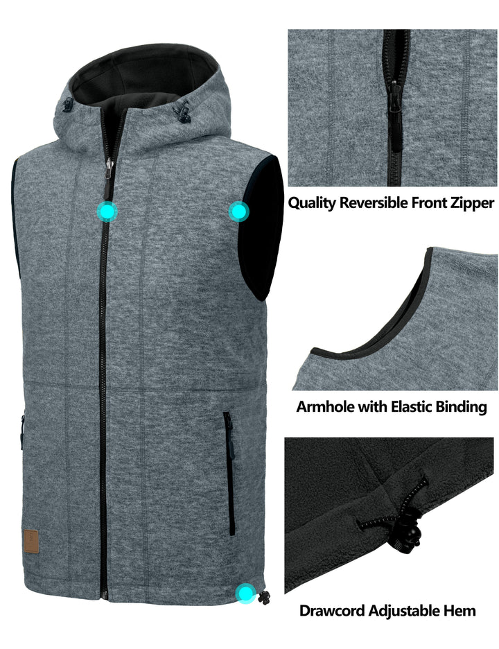 Men's Lightweight Reversible Fleece Hood Vest MP US-DK