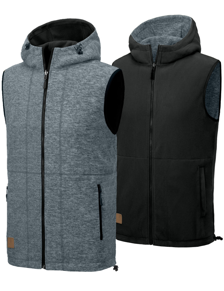 Men's Lightweight Reversible Fleece Hood Vest MP US-DK