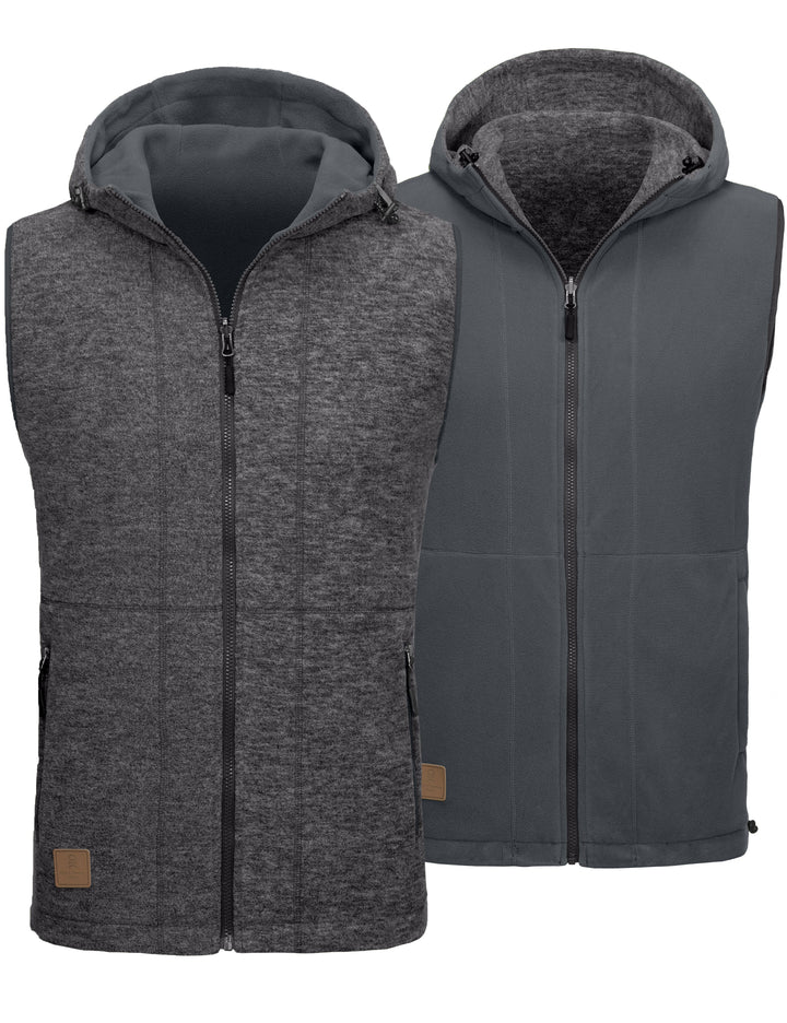 Men's Lightweight Reversible Fleece Hood Vest MP US-DK