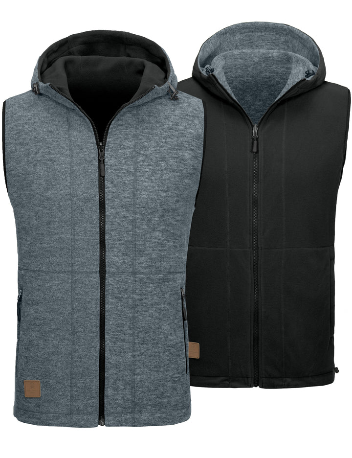 Men's Lightweight Reversible Fleece Hood Vest MP US-DK