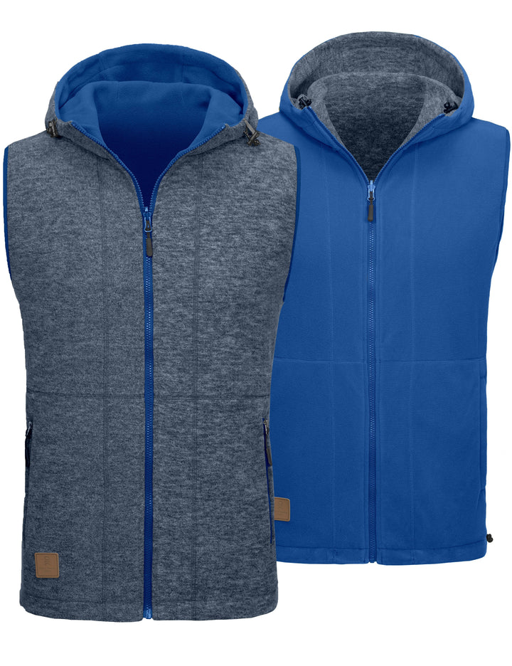 Men's Lightweight Reversible Fleece Hood Vest MP US-DK