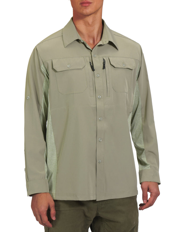 Men's Quick Dry Stretch UPF50+ Long Sleeve Hiking Shirt YZF US-DK