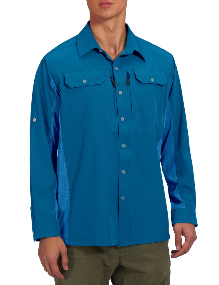 Men's Quick Dry Stretch UPF50+ Long Sleeve Hiking Shirt YZF US-DK