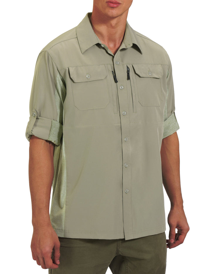 Men's Quick Dry Stretch UPF50+ Long Sleeve Hiking Shirt YZF US-DK