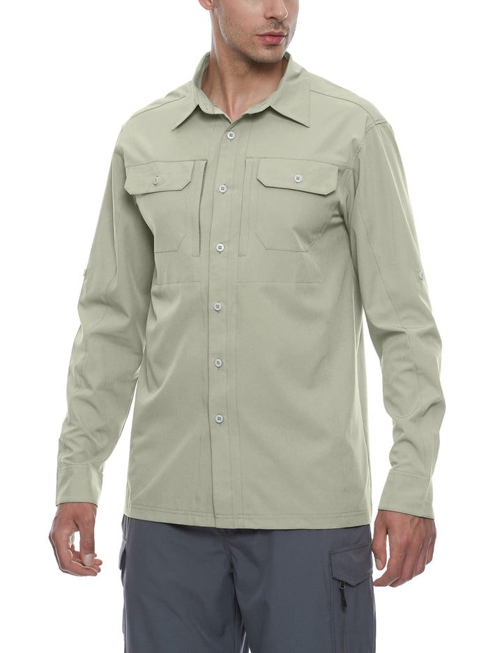 Men's Stretch Quick Dry UPF50+ Long Sleeve Hiking Shirt YZF US-DK