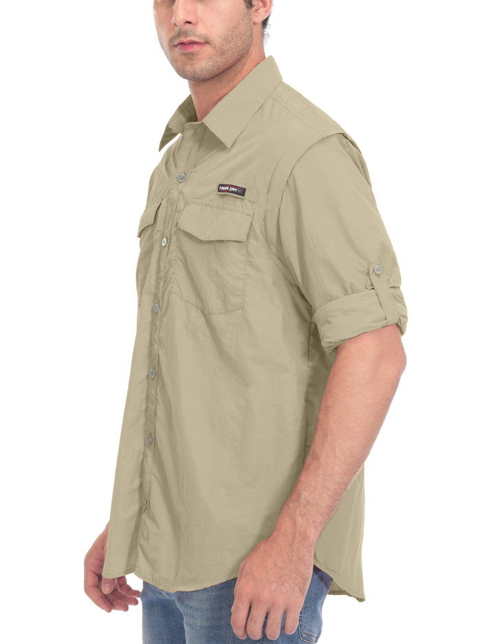 Men's UPF 50+ UV Protection Long Sleeve Fishing Shirt YZF US-DK