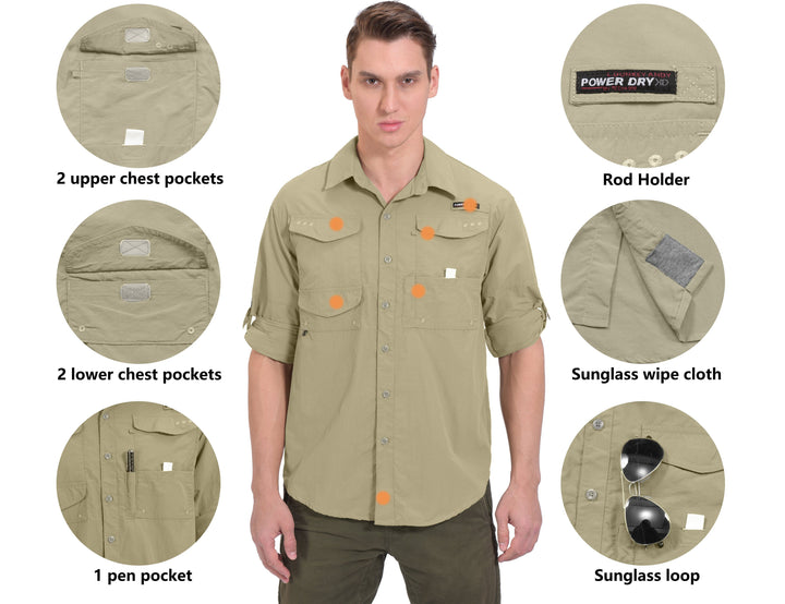 Men's UPF 50+ UV Protection Mosiquito Repellent  Fishing Hiking Shirt YZF US-DK