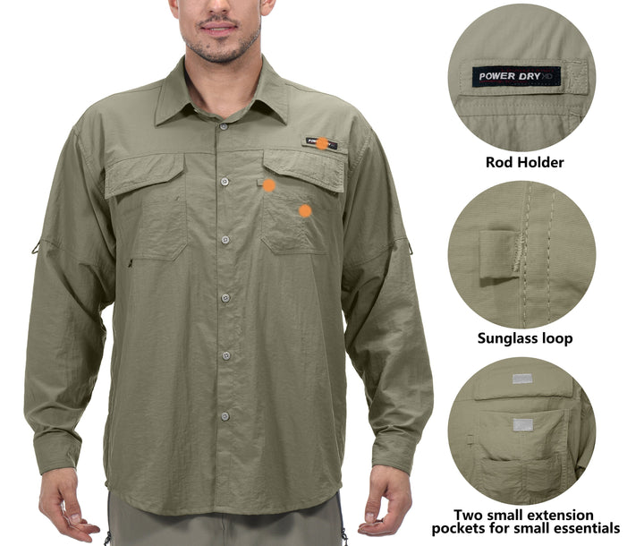 Men's UPF 50+ UV Protection Mosiquito Repellent  Fishing Shirt YZF US-DK