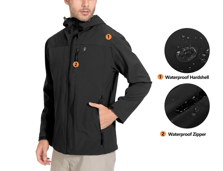 Men's Waterproof Windproof Rain Shell Hooded Jackets YZF US-DK