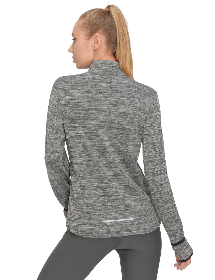 Women's 1/4 Zip Pullover Thumbholes Long Sleeve Running Shirts MP US-DK