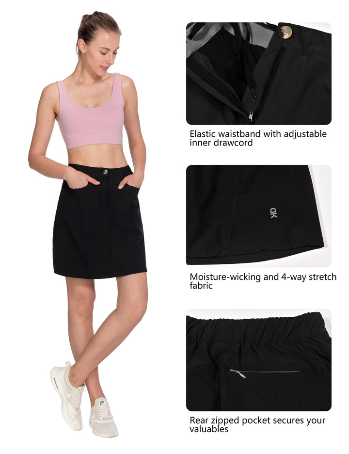 Women's Athletic Skort Build-in Shorts with Pockets UPF 50+ Golf Skirt YZF US-DK