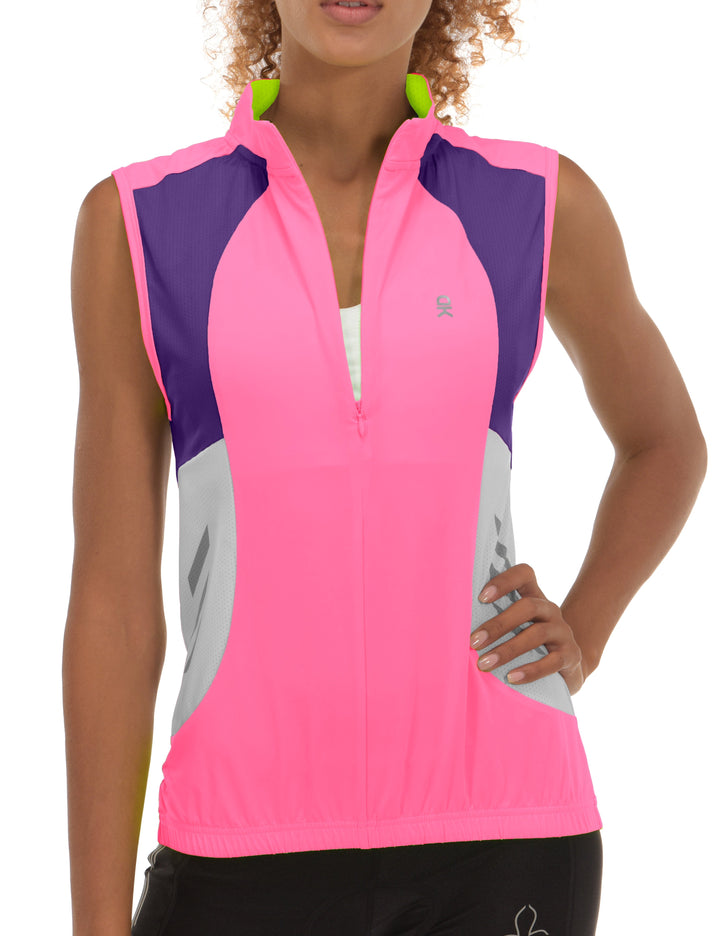 Women's Half Zip Reflective Breathable Cycling Vests YZF US-DK