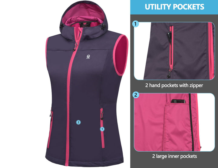 Women's Hooded Windproof Softshell Vest YZF US-DK