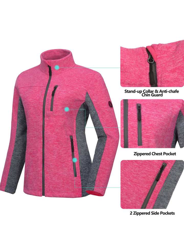 Women's Lightweight Recycled Polar Fleece Hiking Jacket YZF US-DK