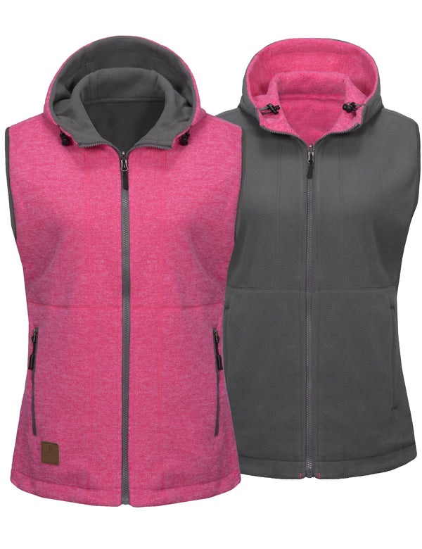 Women's  Lightweight Reversible Fleece Hood Vest MP US-DK