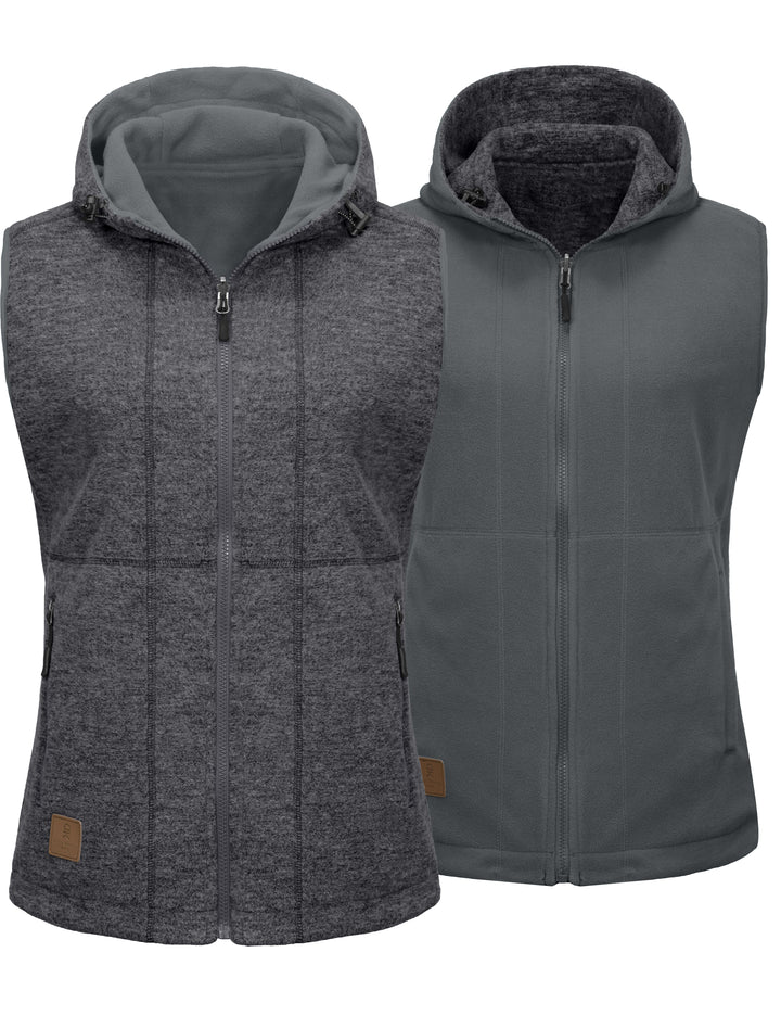 Women's  Lightweight Reversible Fleece Hood Vest MP US-DK