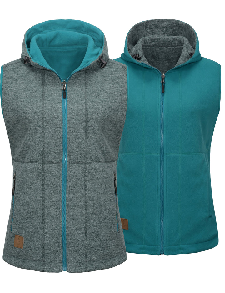 Women's  Lightweight Reversible Fleece Hood Vest MP US-DK