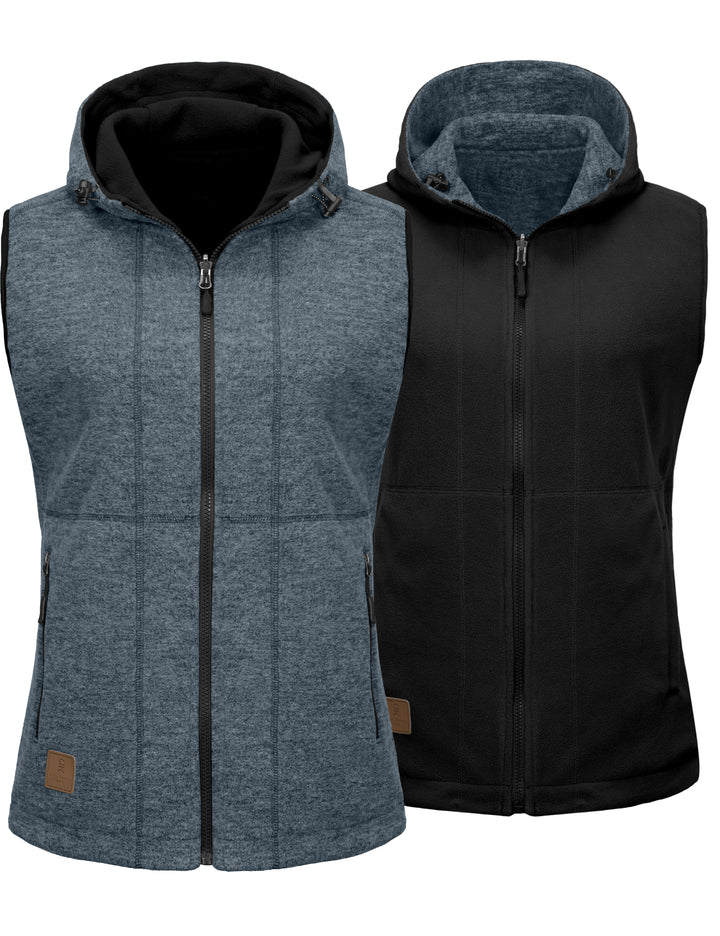 Women's  Lightweight Reversible Fleece Hood Vest MP US-DK