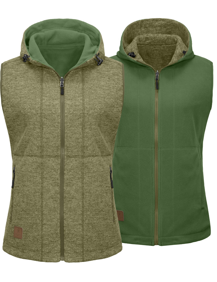 Women's  Lightweight Reversible Fleece Hood Vest MP US-DK