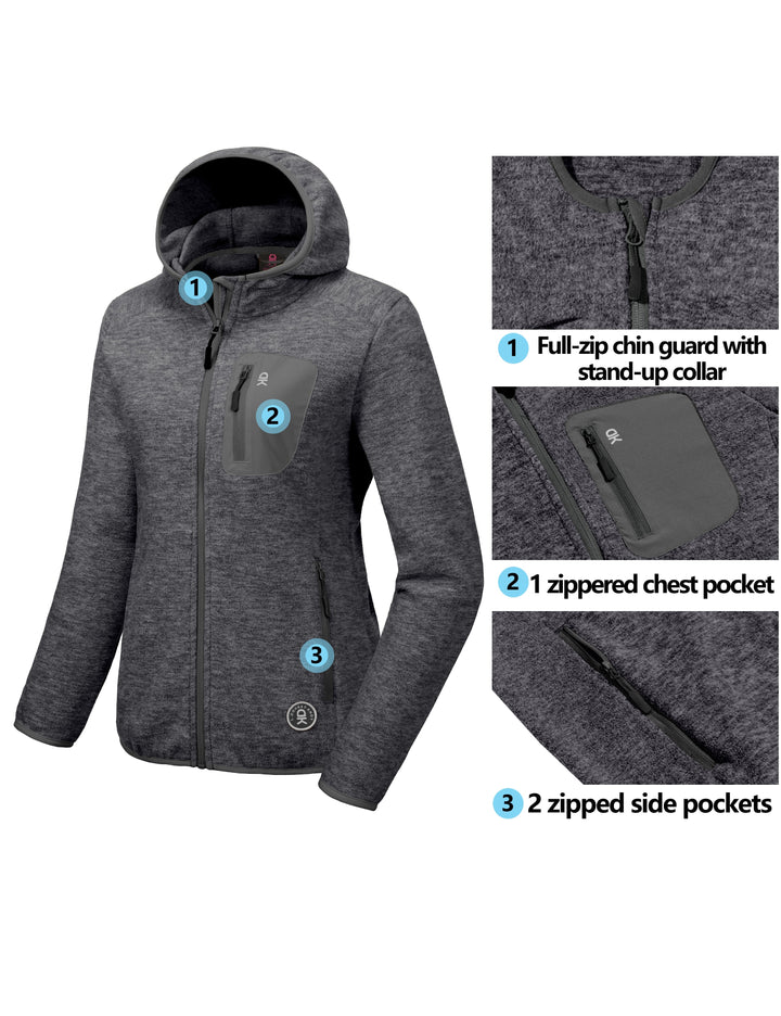 Women's Lightweight Warm Polar Fleece Running Hooded Jacket YZF US-DK