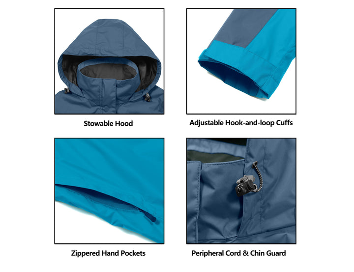 Women's Lightweight Waterproof Rain Shell Jacket YZF US-DK