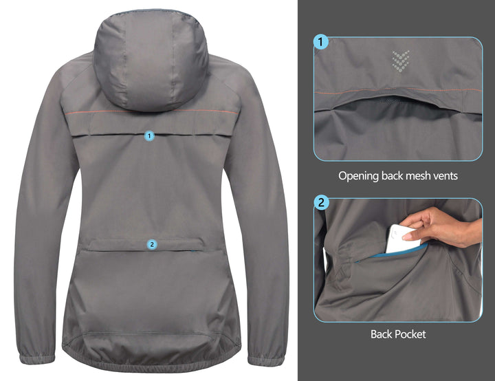 Women's Rain Cycling Bike Waterproof Jacket with Hood YZF US-DK