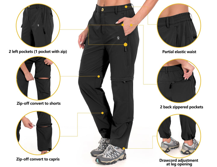 Women's Stretch Convertible Zip-Off Quick-Dry Hiking Pants YZF US-DK