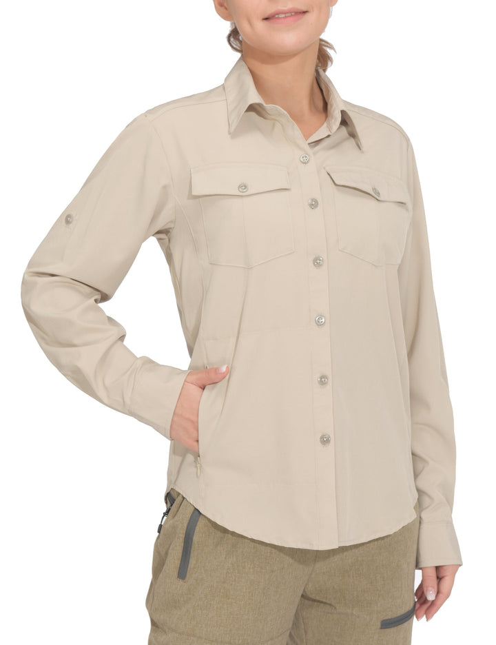 Women's Stretch Quick Dry UPF50+ Long Sleeve Hiking Shirt YZF US-DK