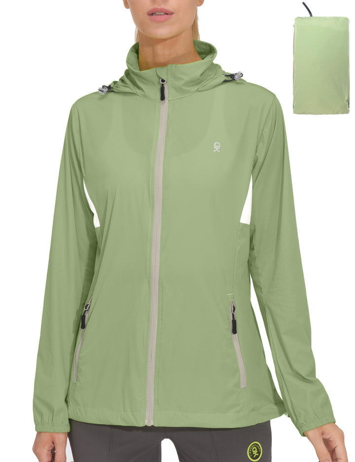 Women's UPF 50+ Lightweight Packable Running Jacket MP US-DK