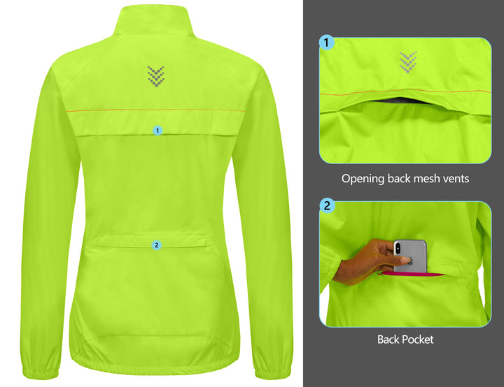 Women's Waterproof Cycling Running Packable Rain Jacket YZF US-DK