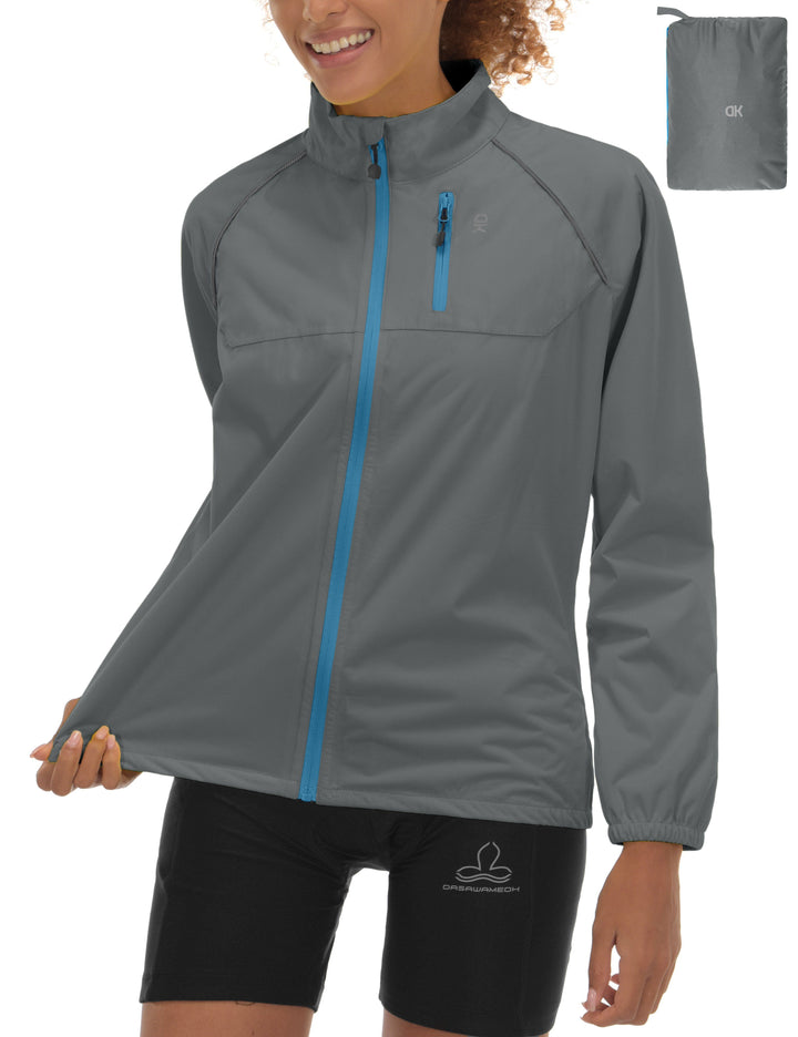 Women's Waterproof Cycling Running Packable Rain Jacket YZF US-DK