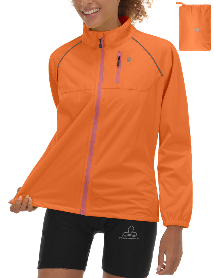 Women's Waterproof Cycling Running Packable Rain Jacket YZF US-DK