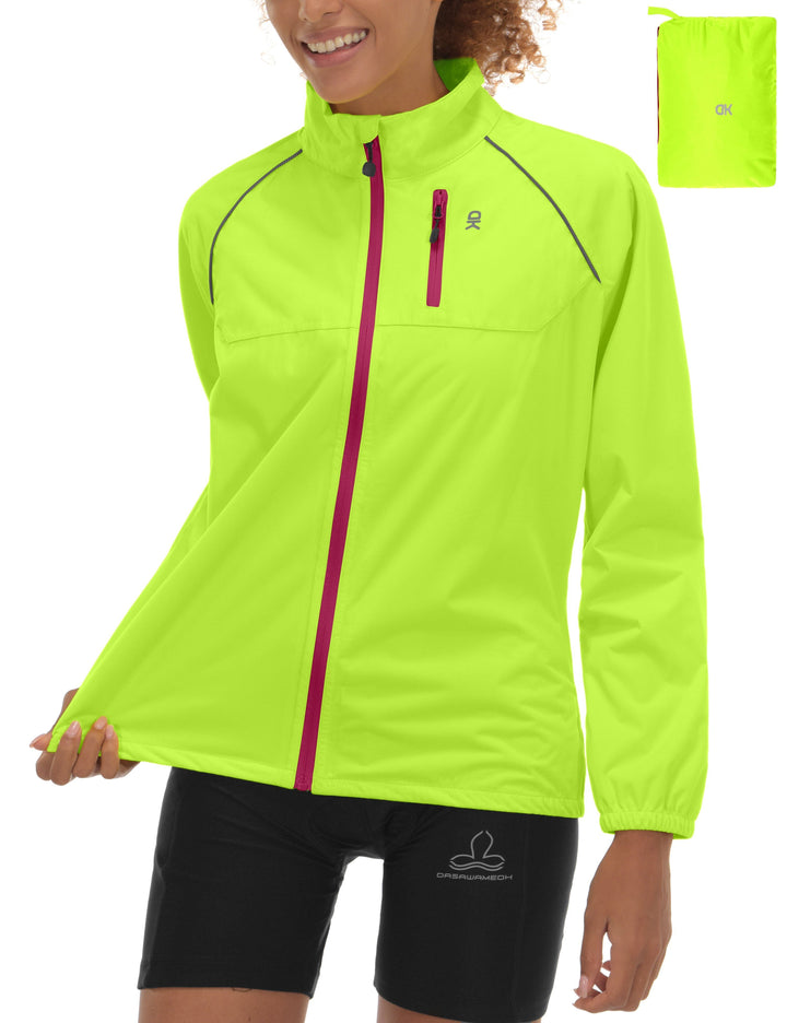 Women's Waterproof Cycling Running Packable Rain Jacket YZF US-DK