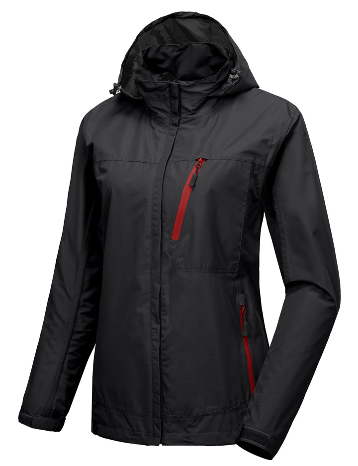 Women's Waterproof Hooded Hiking Travel Rain Shell Jacket YZF US-DK