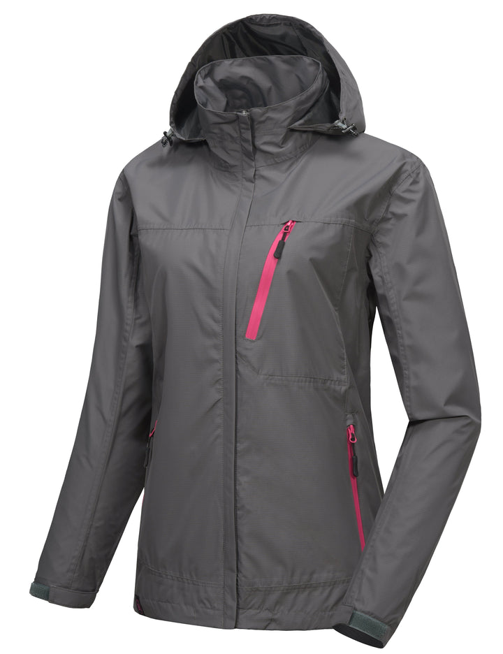 Women's Waterproof Hooded Hiking Travel Rain Shell Jacket YZF US-DK