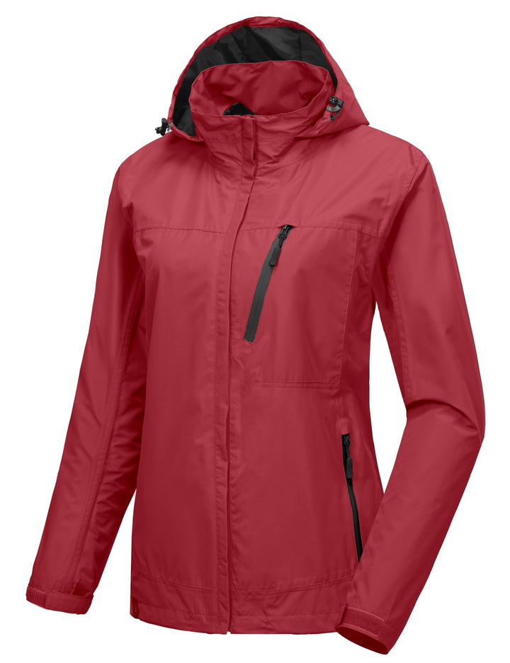 Women's Waterproof Hooded Hiking Travel Rain Shell Jacket YZF US-DK